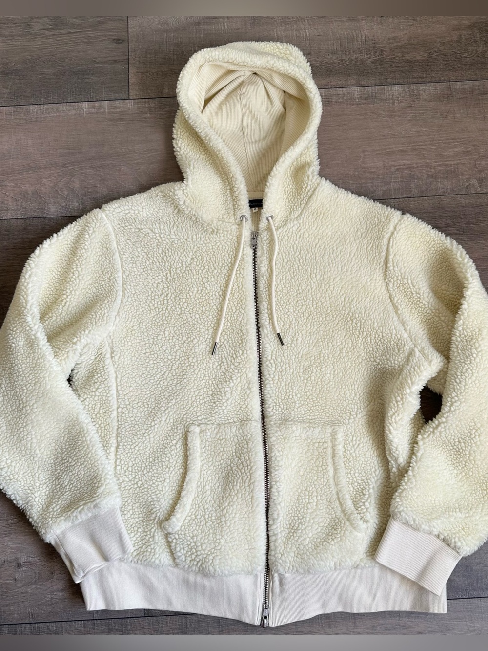 Plush Teddy Sherpa Fleece Cozy Soft  Zip Hoodie XL Levi's Made & Crafted Cream